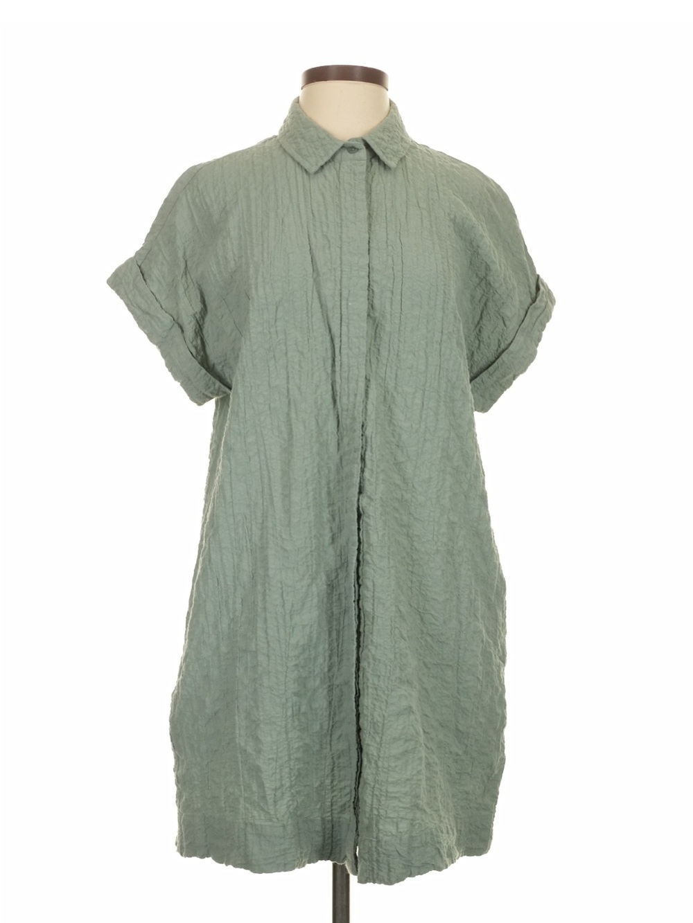 Abercrombie & Fitch Sage Green Textured Midi Shirt Dress